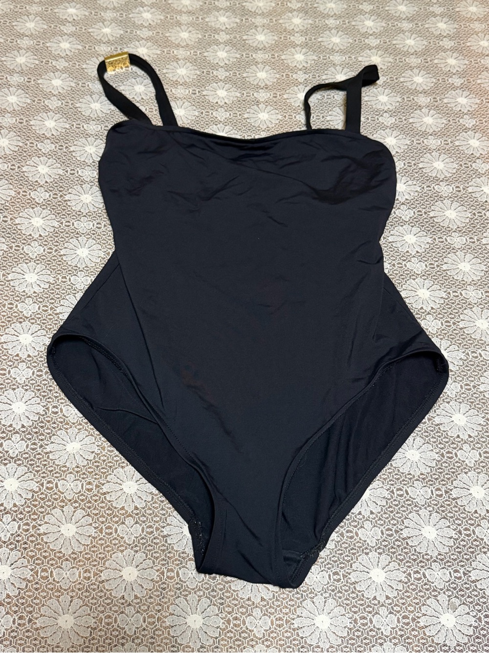 Calvin Klein Black One-Piece Swimsuit with Gold Accent